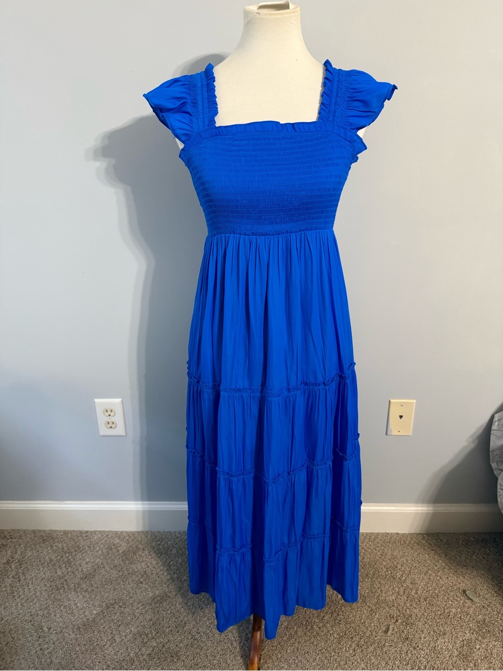 Skies Are Blue Cobalt Smocked Maxi Dress